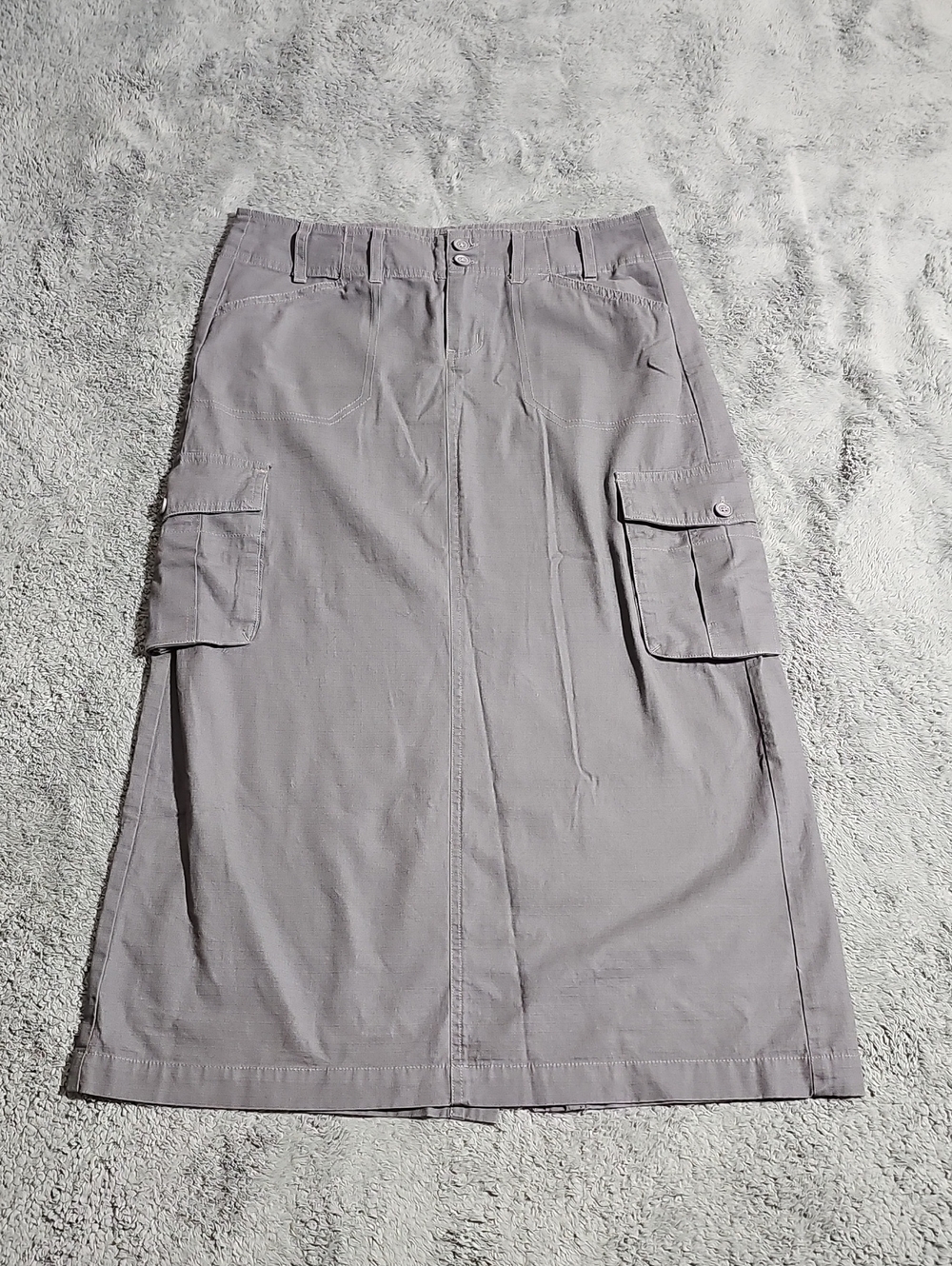Brandy Melville Cargo Midi Skirt Charcoal Ripstop Utility Gorpcore Slit 30 Waist - Picture 2 of 8